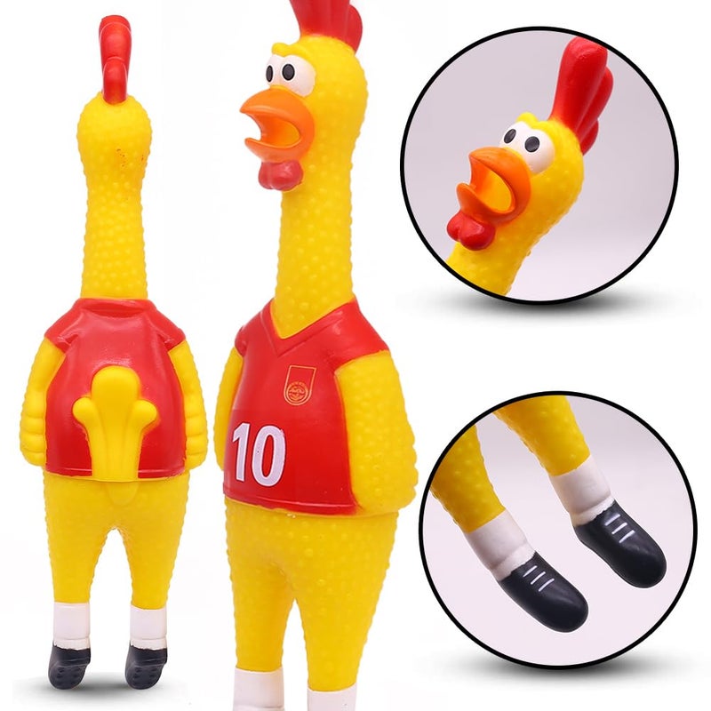 POPLAY 14inch Rubber Chicken Grade Latex Squeeze Chicken Prank Novelty Pet Toys for All Age Groups Gift for Children Family Dogs - Image 3